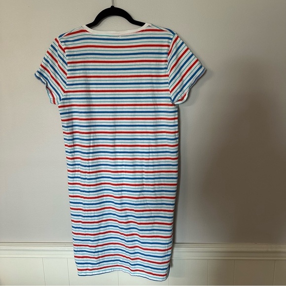J. Crew Women’s Short Sleeve Crewneck Blue White & Red Striped Dress Sz M GUC - Picture 7 of 7